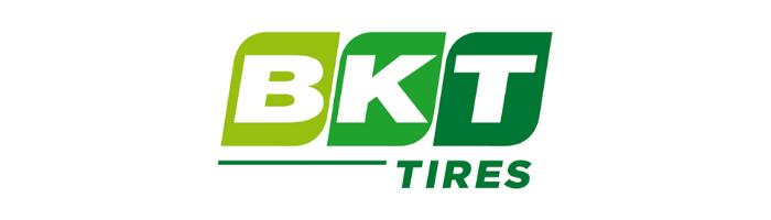 BKT Tires logo Brand logo for BKT TIRES with lime green and dark green blocks and bold white letters spelling 'BKT' and green 'TIRES' text.