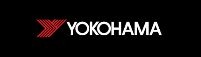 Yokohoma Tyres Yokohama logo with a red chevron symbol and white 'YOKOHAMA' text on a black background